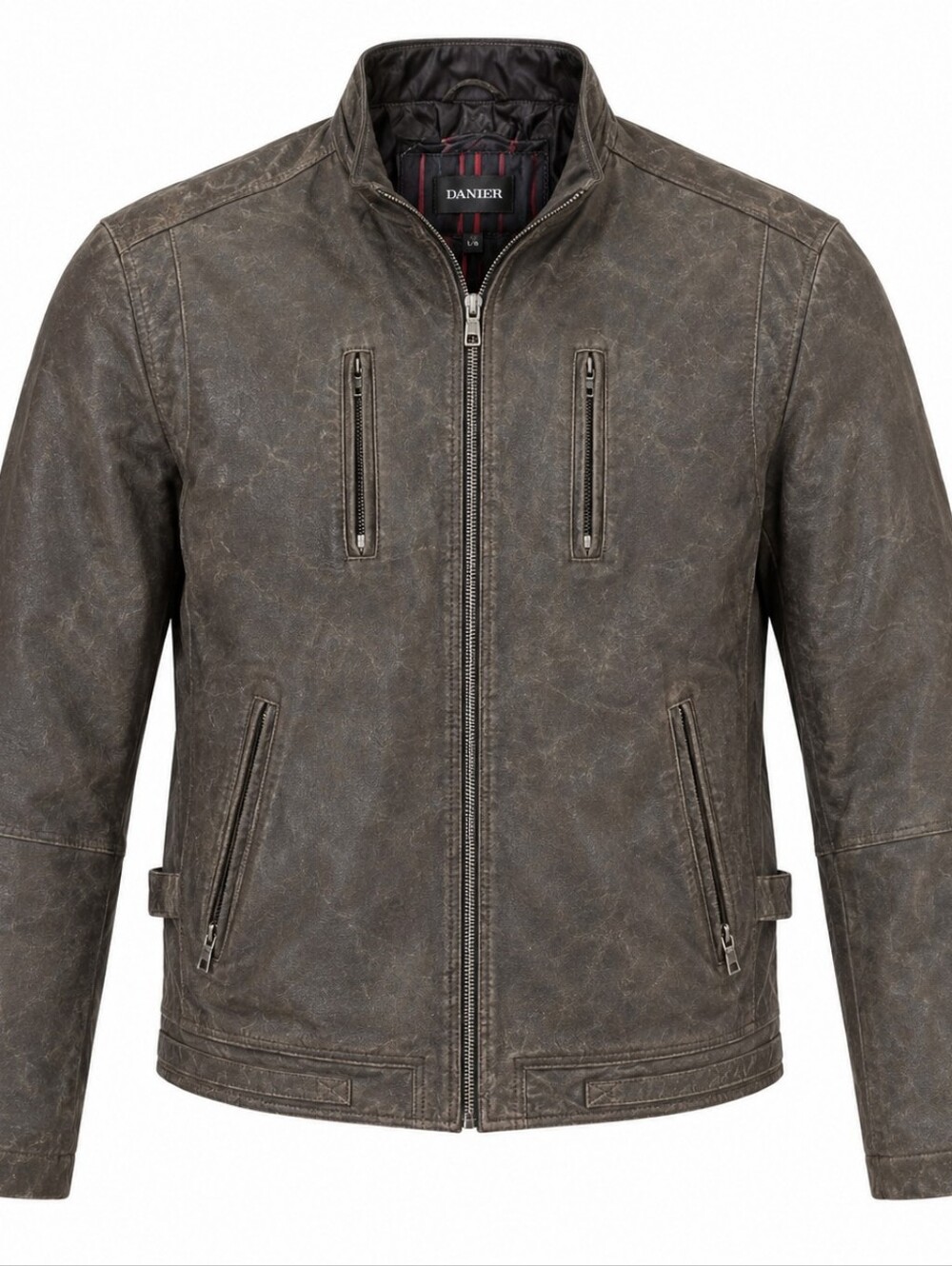 Danier Men's Distressed Brown Leather Bomber Biker Moto Thinsulate Jacket L